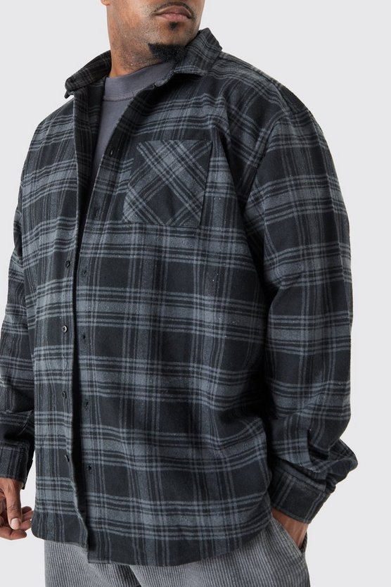 Plus kariertes Oversize Overshirt