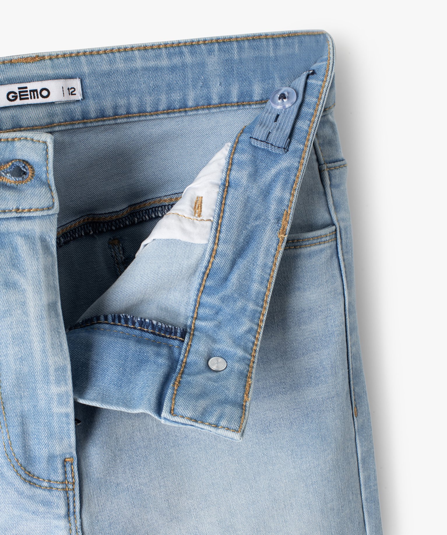 Jean fille coupe ultra skinny taille haute bleach | GEMO