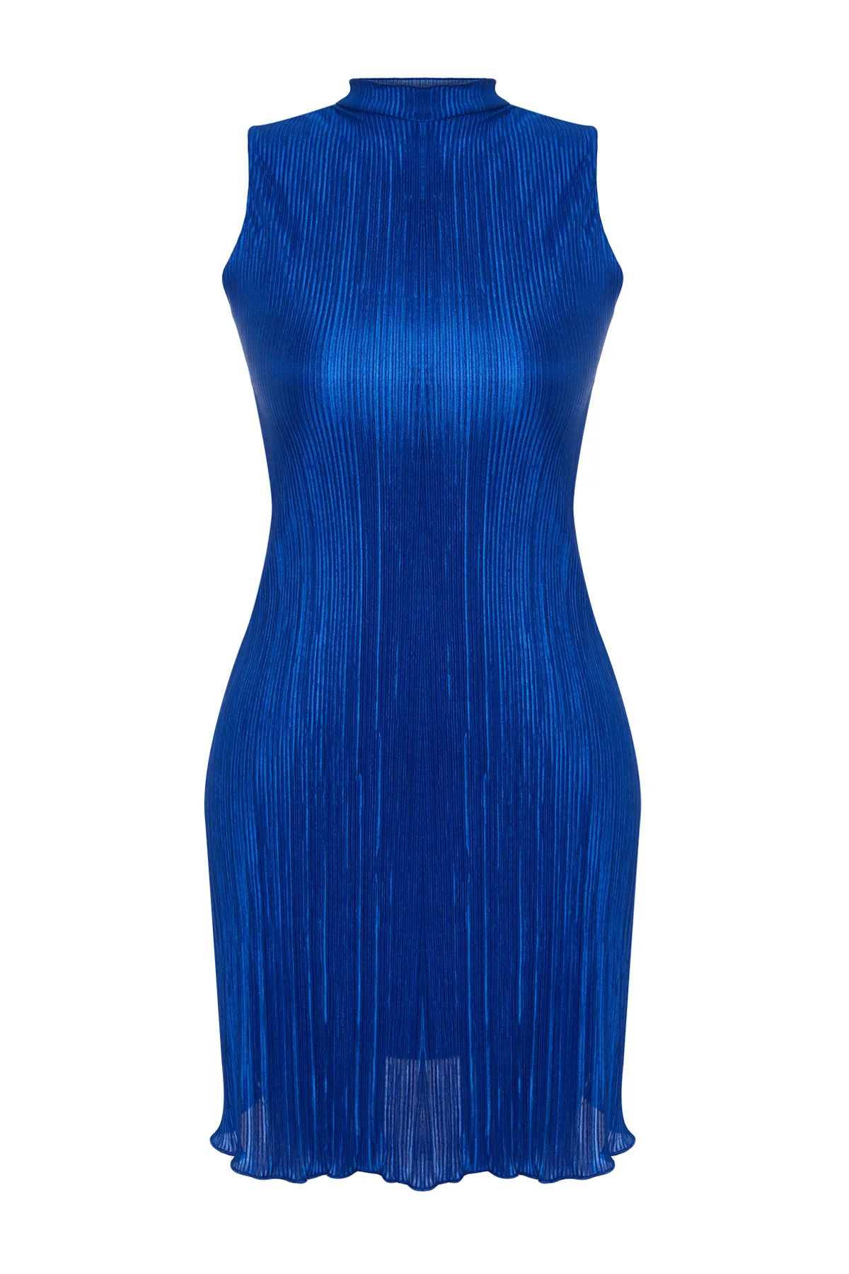 Trendyol Collection  Saks Taillenöffnung/Skater-Strickkleid, gefüttert, plissiert, stilvolles Abendkleid TPRSS24EL00068