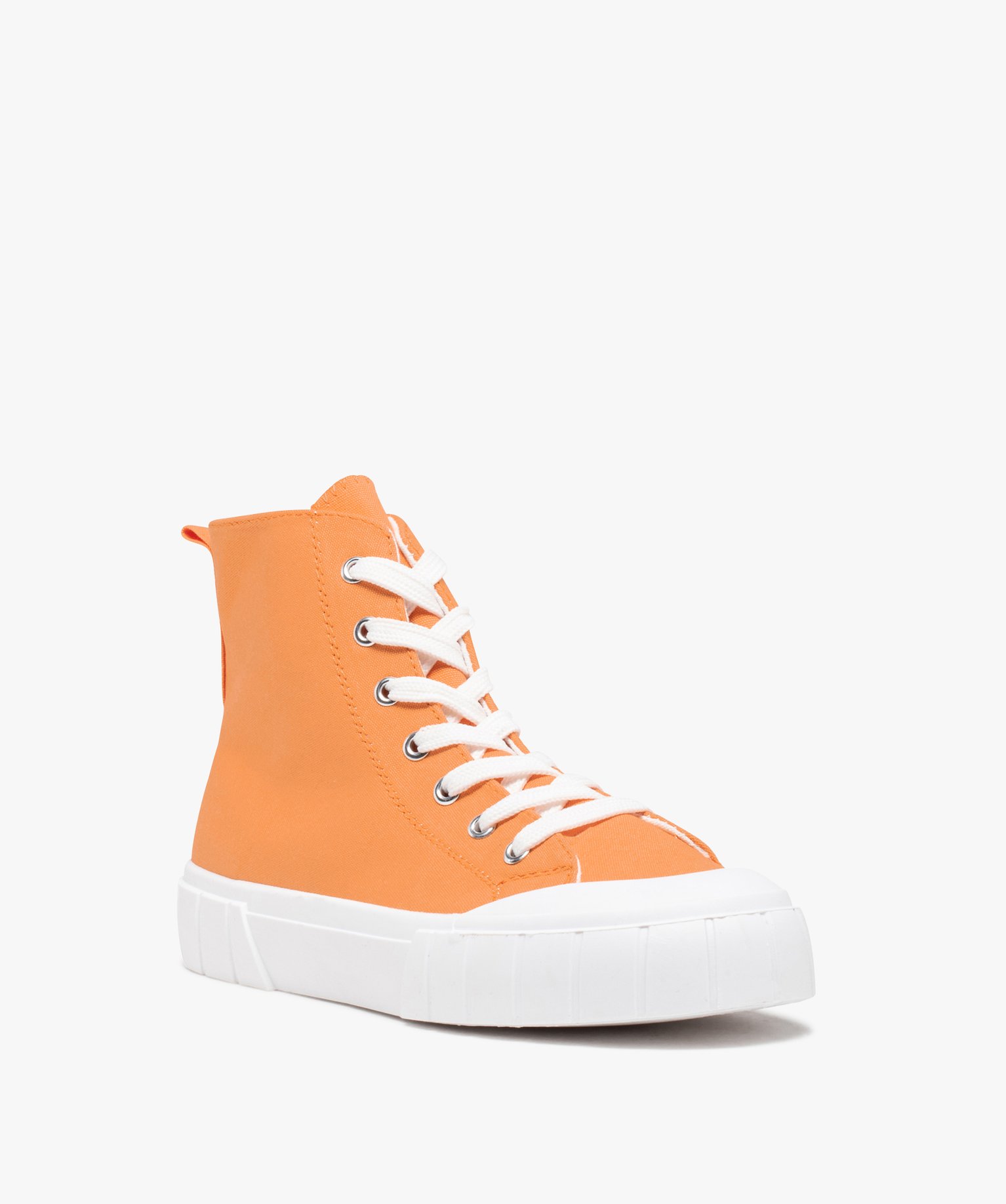 Baskets femme montantes en toile avec épaisse semelle orange | GEMO