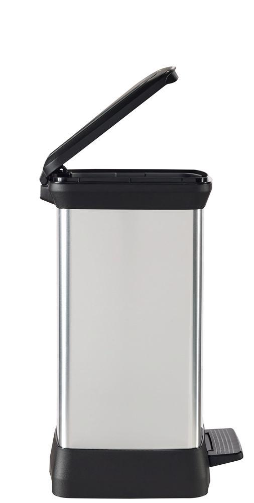 Curver DECOBIN Abfalleimer 30L mit Fußpedal silber metallic