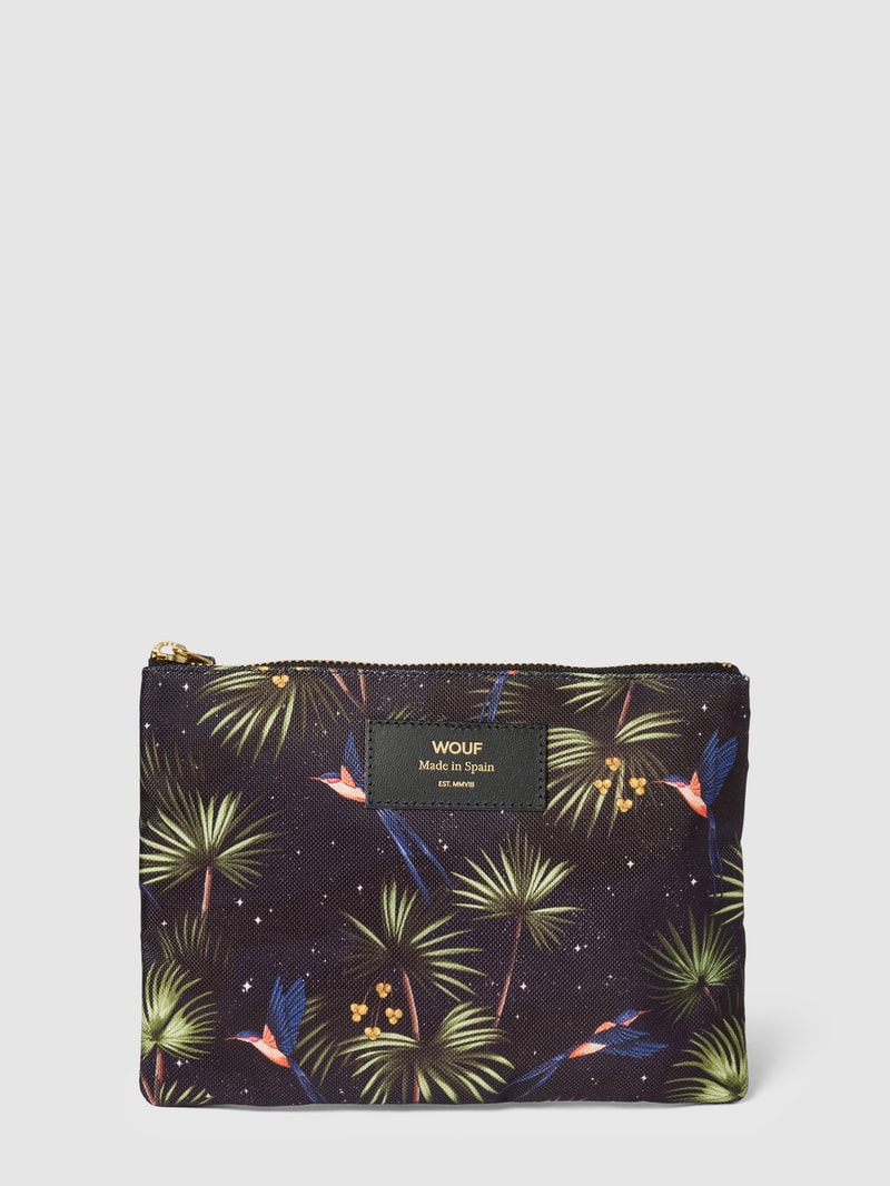 Pouch mit Allover-Muster Modell 'Paradise' in marineblau