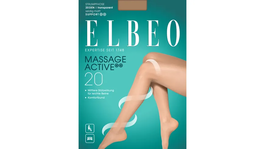 ELBEO Damen Feinstrumpfhose Massage Active 20 DEN schwarz
