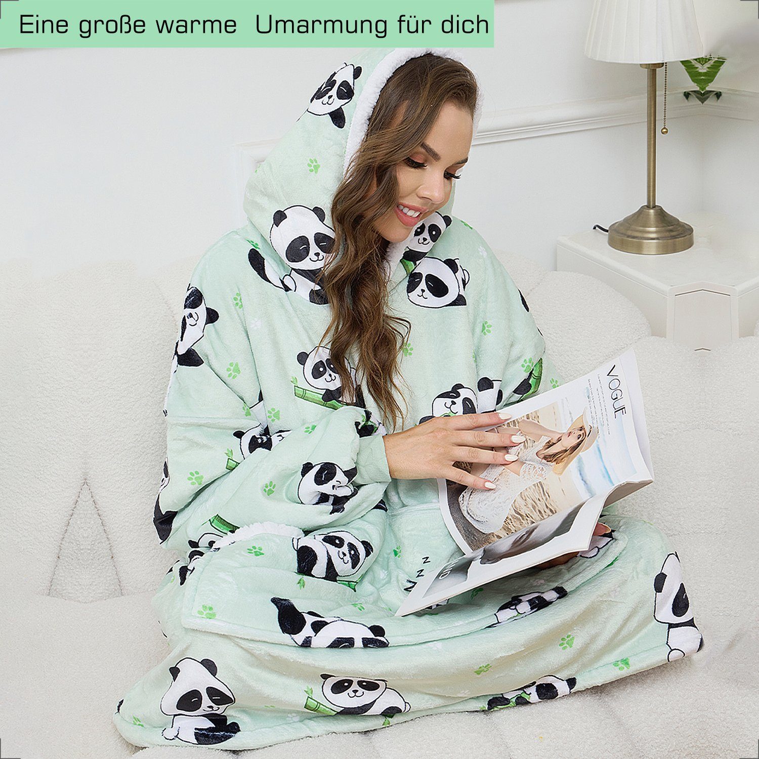 GRUIDAE Hoodie Hoodie Oversize Decke, Kuscheldecke mit ärmeln und Kapuze Weihnachtspullover decke mit ärmeln