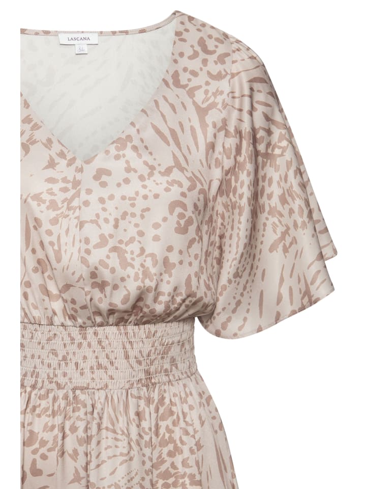 LASCANA Maxikleid in sand-beige bedruckt günstig kaufen