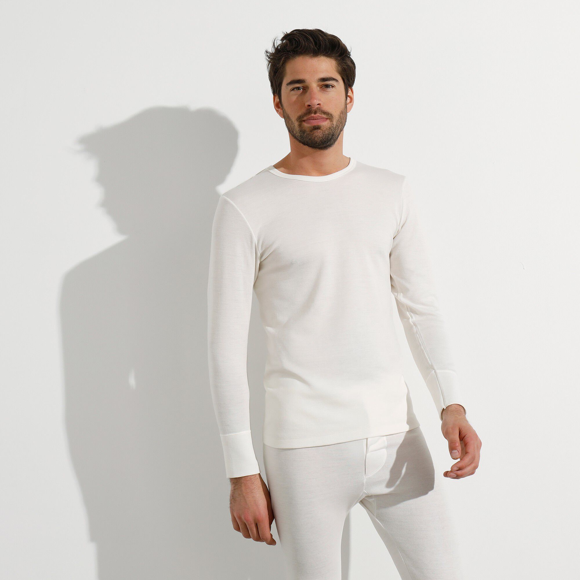 T-shirt col rond tricot double face ligne chaude