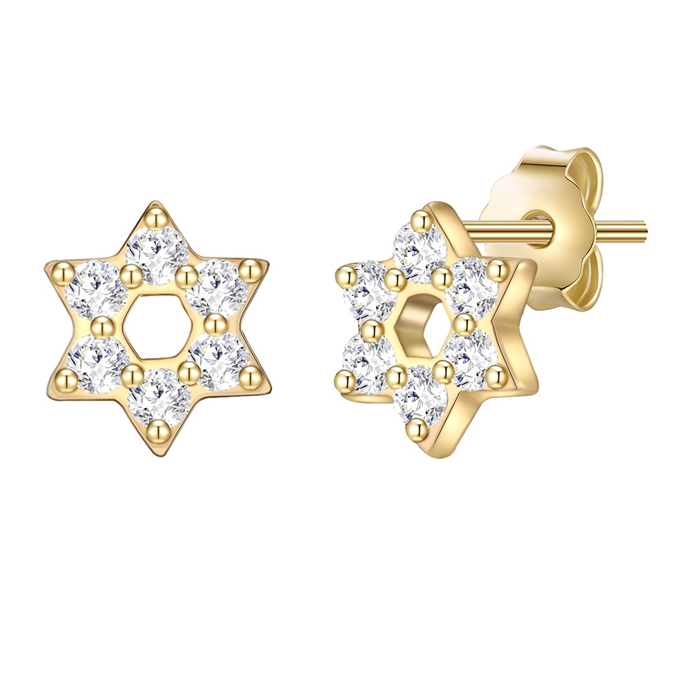 Glanzstücke München Puces d'oreilles en argent Étoilé Argent sterling Oxyde de zirconium (CZ) en Or j Boucles d'oreilles
