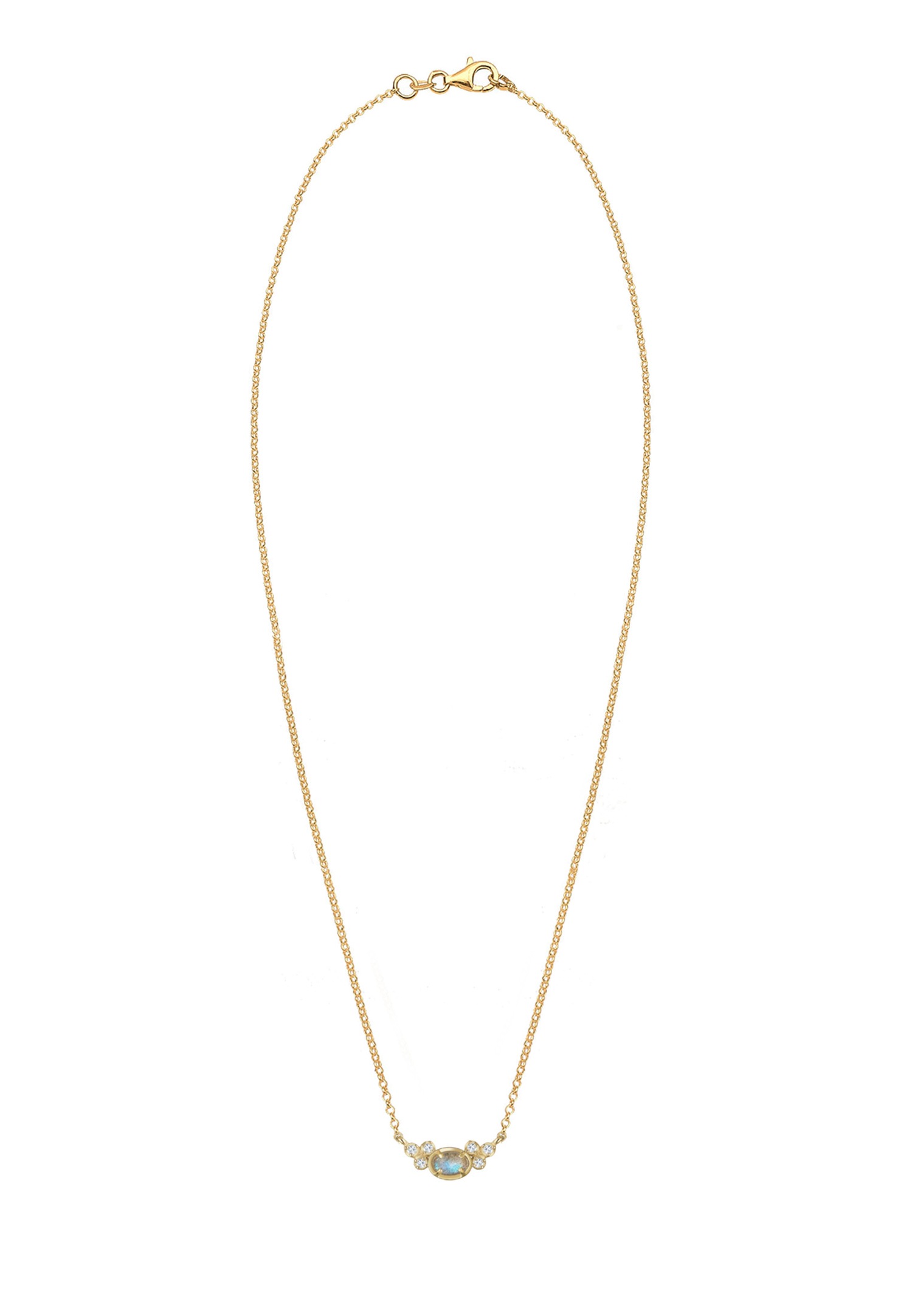 Collana da donna Elli a pois con pietre preziose di topazio e labradorite in argento sterling 925 placcato oro