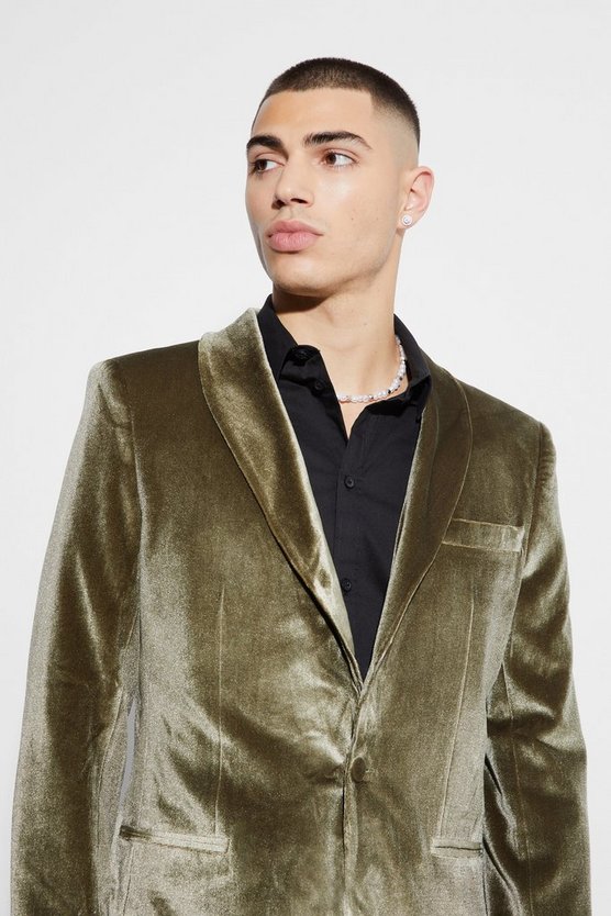 Samt-Blazer mit Schal-Kragen