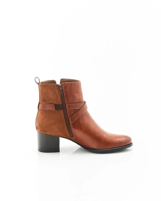Bottines à talon bi-matières