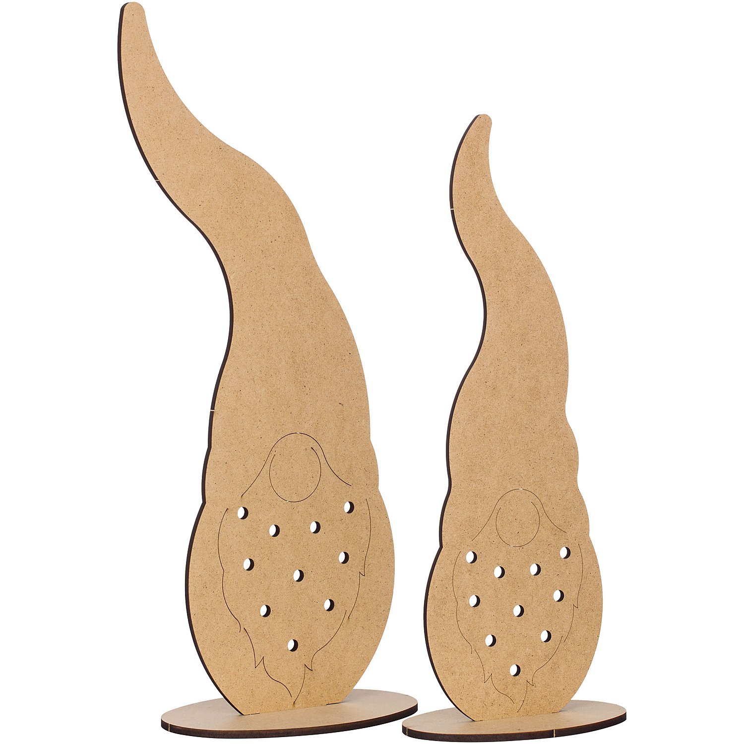 Wichtel aus MDF, 46,5 cm und 53,5 cm, 2 Stück