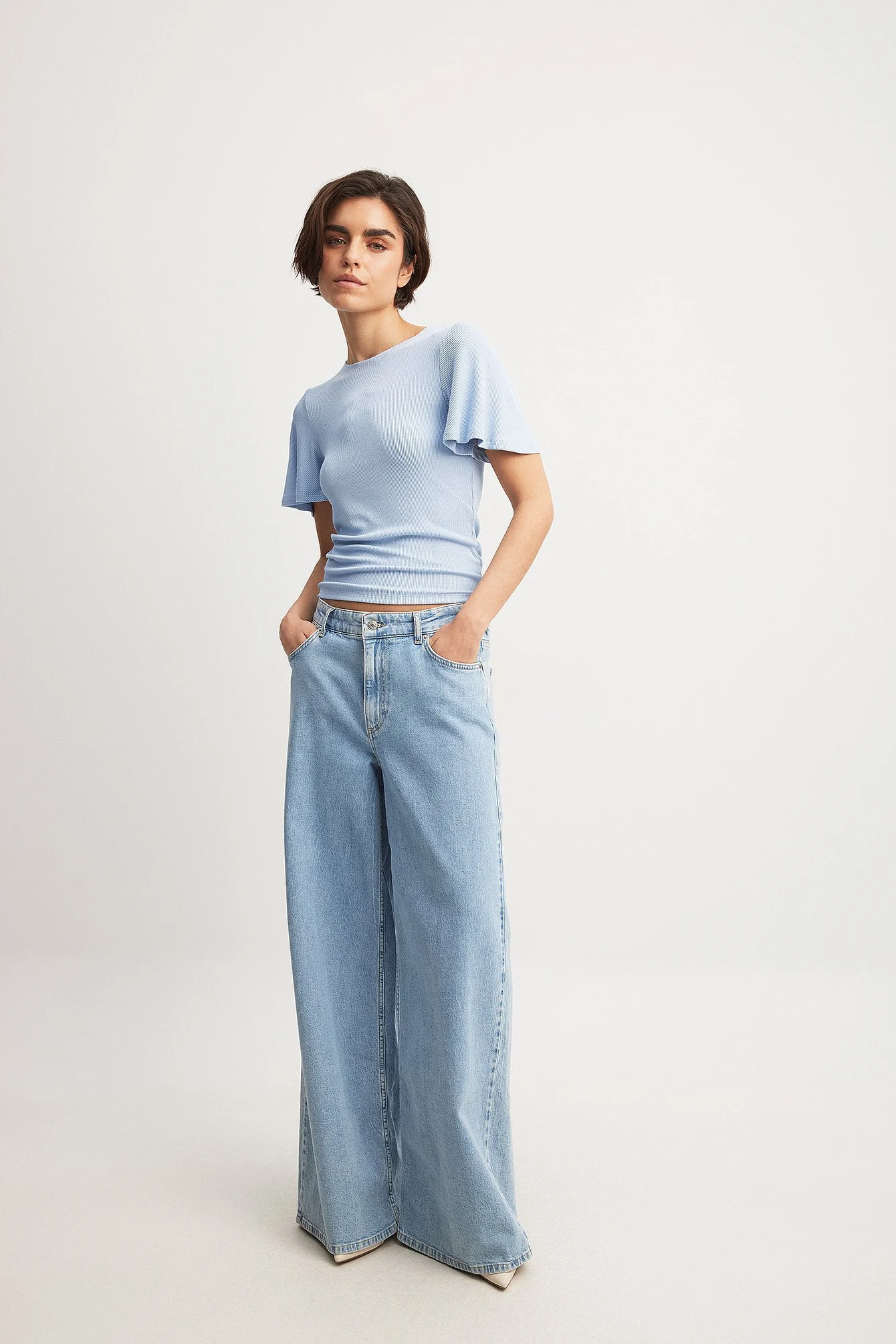 Soft Rib Butterfly Sleeve Top
