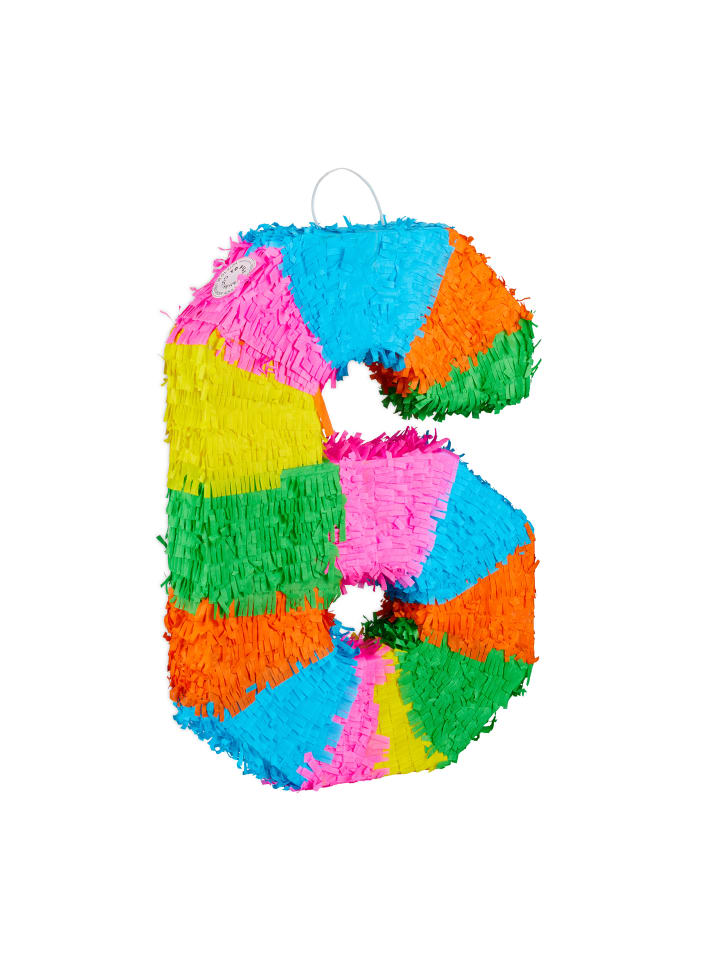 relaxdays Pinata Zahl 6 in Bunt günstig kaufen onesize