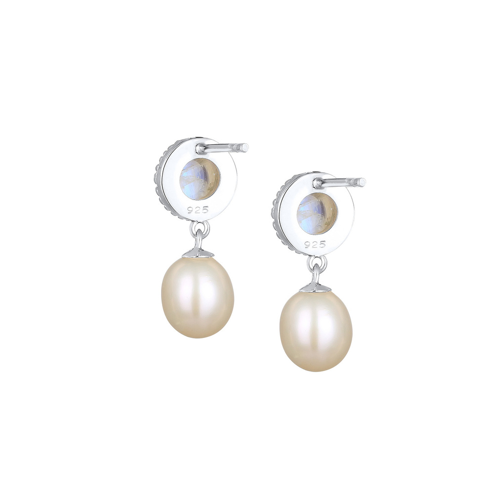 Elli PREMIUM Elli PREMIUM Boucles d'Oreilles Vintage Mariage Pierre de Lune Perles d'eau Douce Boucles d'oreilles