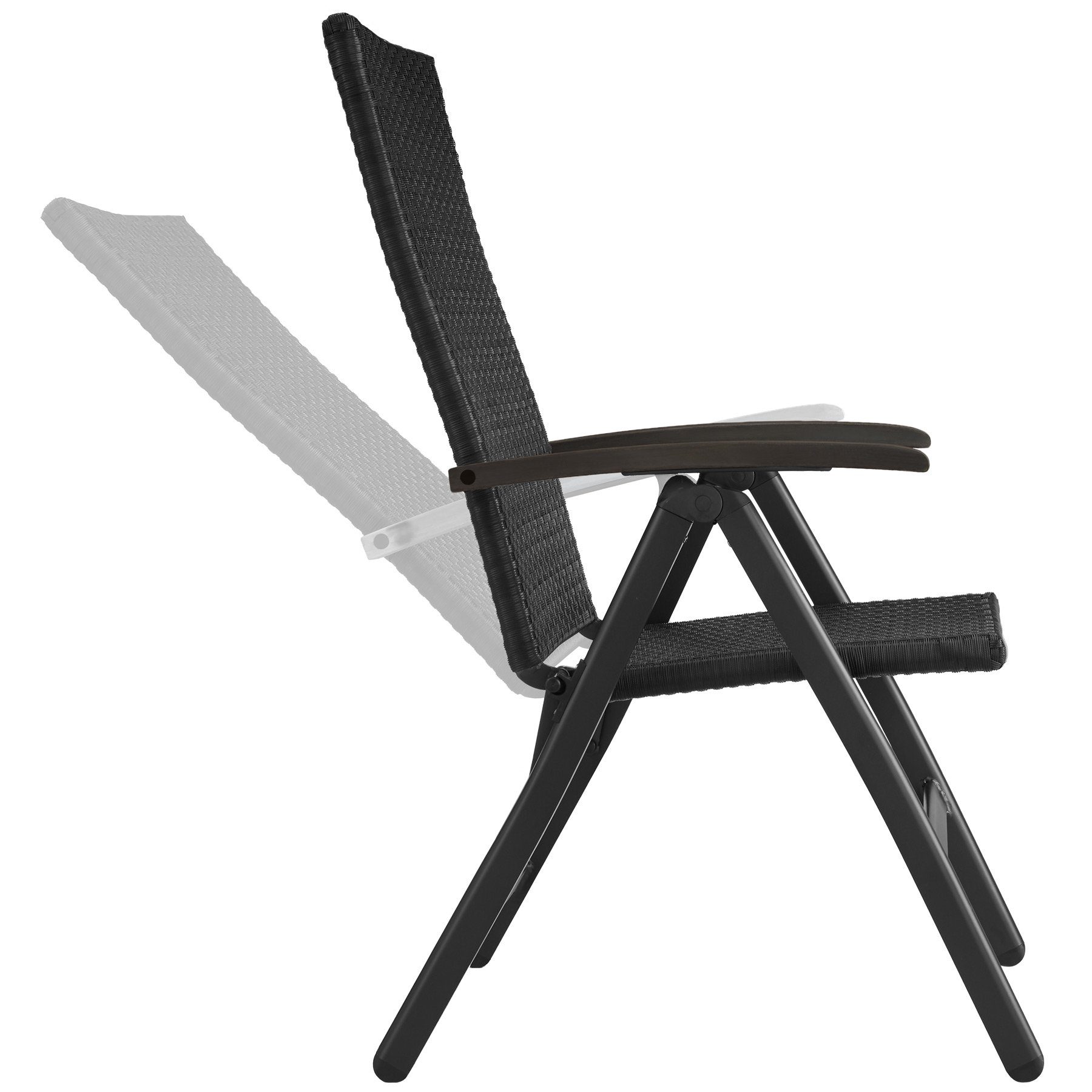 tectake Rattanstuhl Canberra (1er, 1 St), Verstellbare Rückenlehne