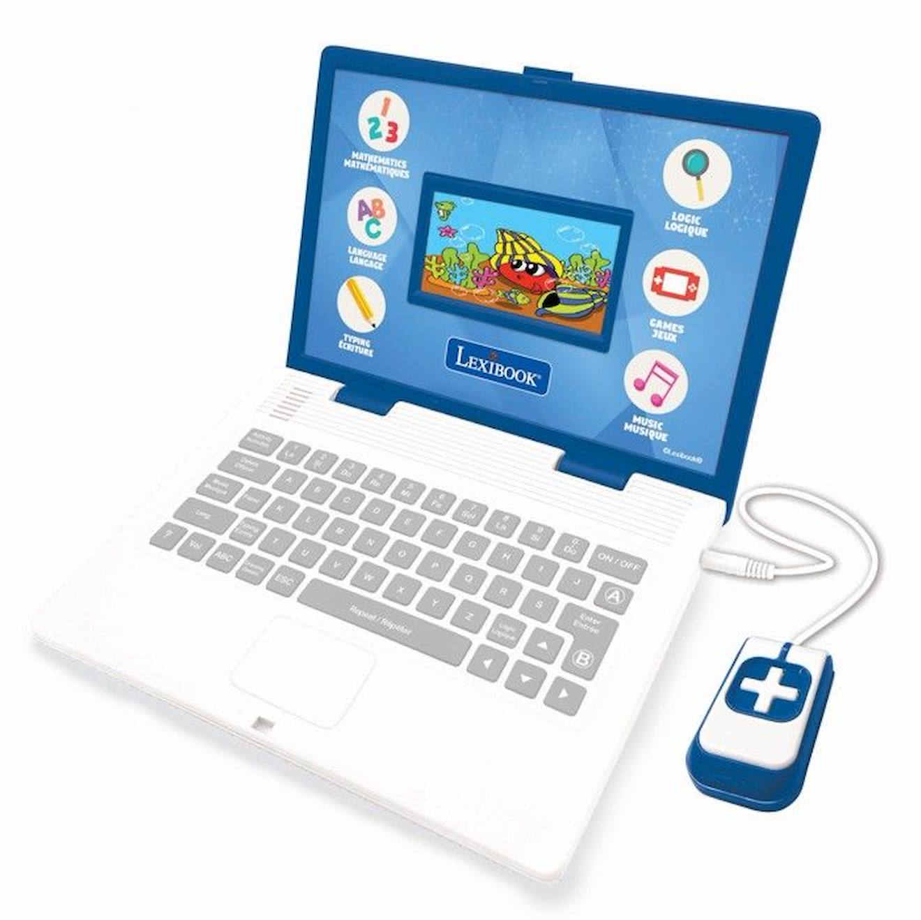 Ordinateur éducatif bilingue Lexibook – 130 activities avec souris (Français/Anglais) bleu