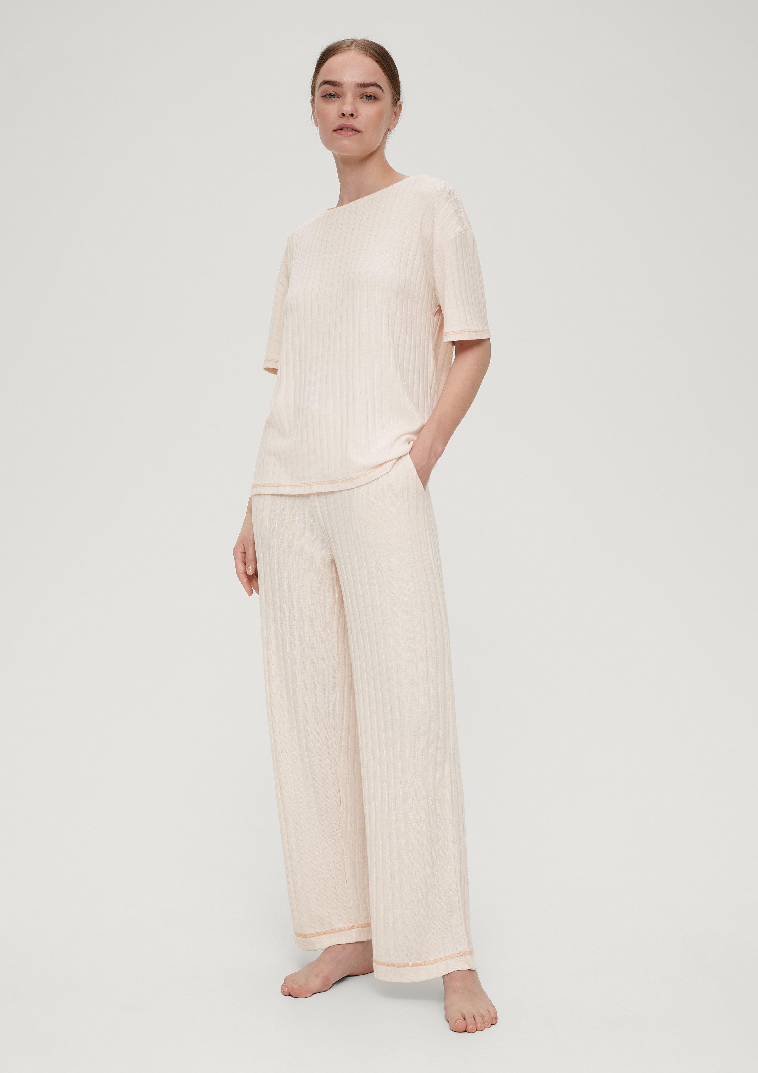 Pyjama-Shirt mit Rippstruktur  6007402-8024