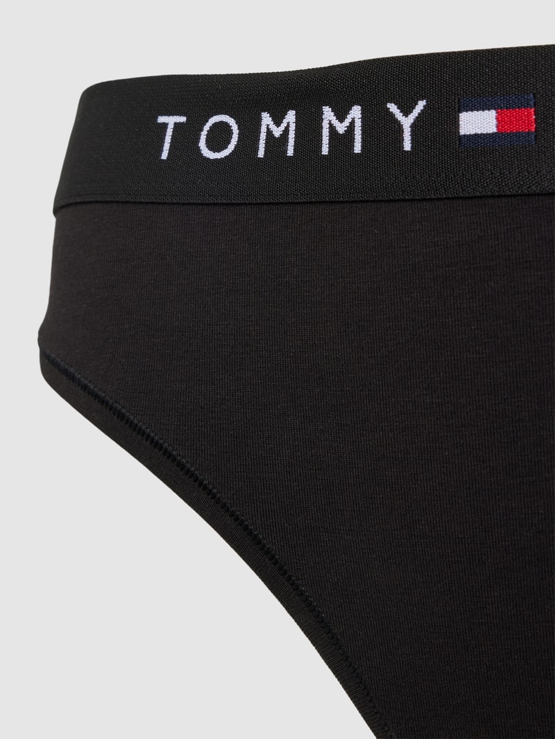 String mit elastischem Logo-Bund in schwarz