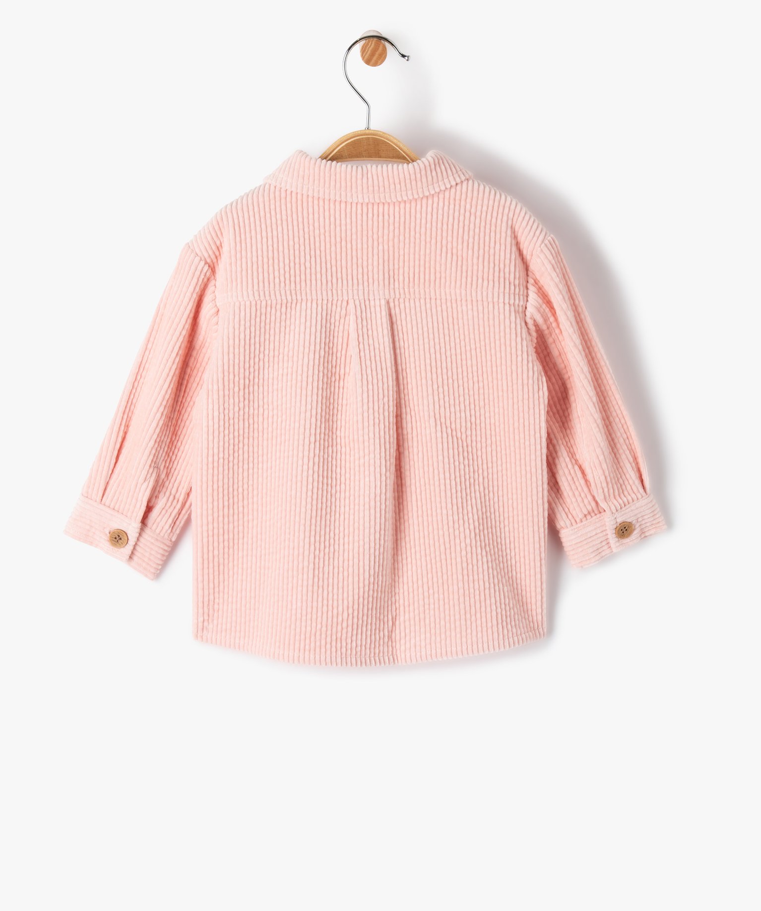 Chemise bébé fille en velours à grosses ctes rose | GEMO