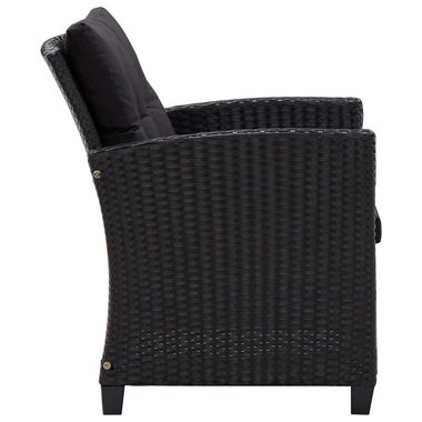 vidaXL Loungesofa 6-tlg. Garten-Sofagarnitur mit Auflagen Poly Rattan Schwarz, 6 Teile