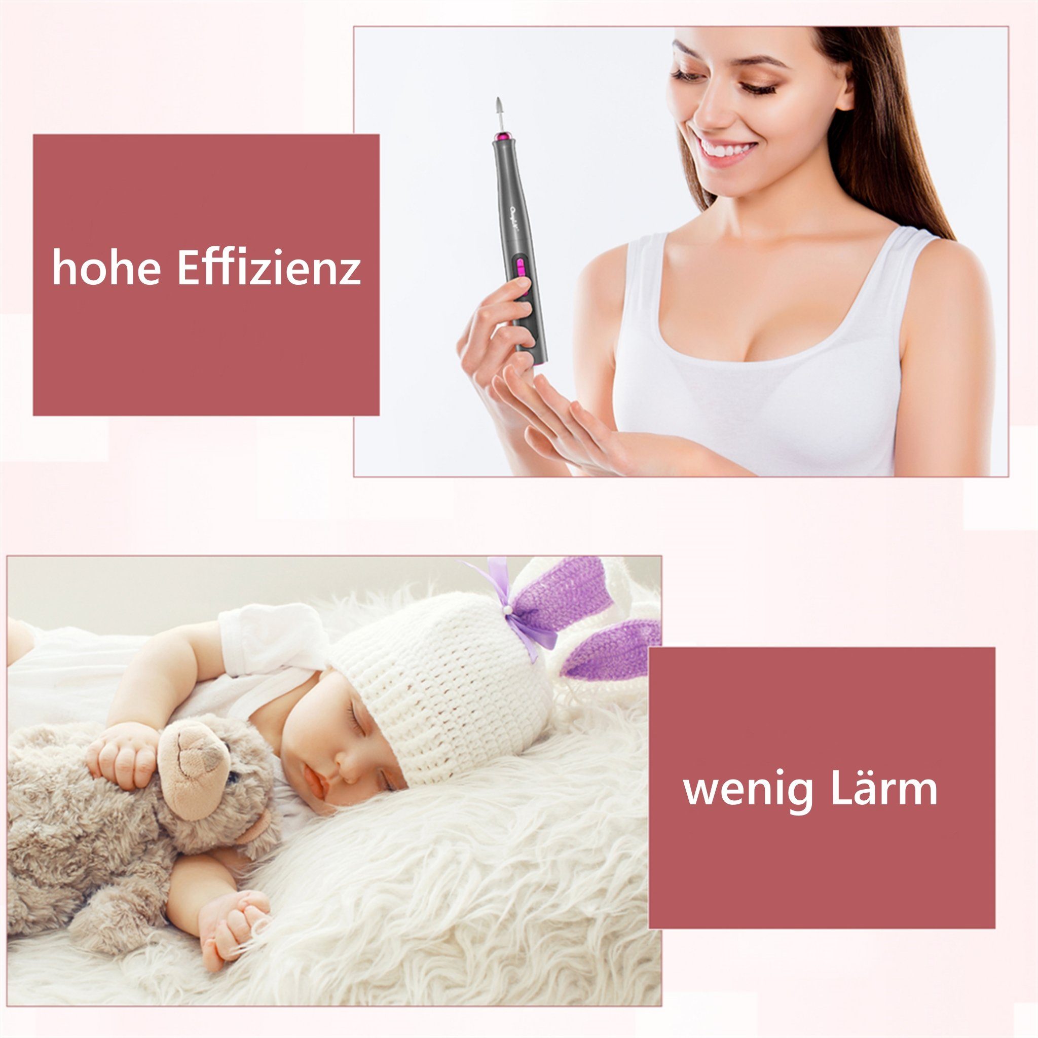 CkeyiN Maniküre-Pediküre-Set 12 In 1 Professionell Elektrische Nagelfräser, 20.000 U/min, 5 Geschwindigkeiten, Digitalanzeige