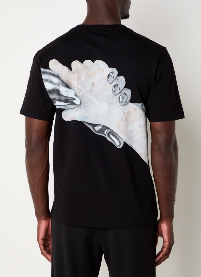 Filling Pieces Handshake Elements -luomupuuvillainen T-paita, jossa logo ja painatus takana