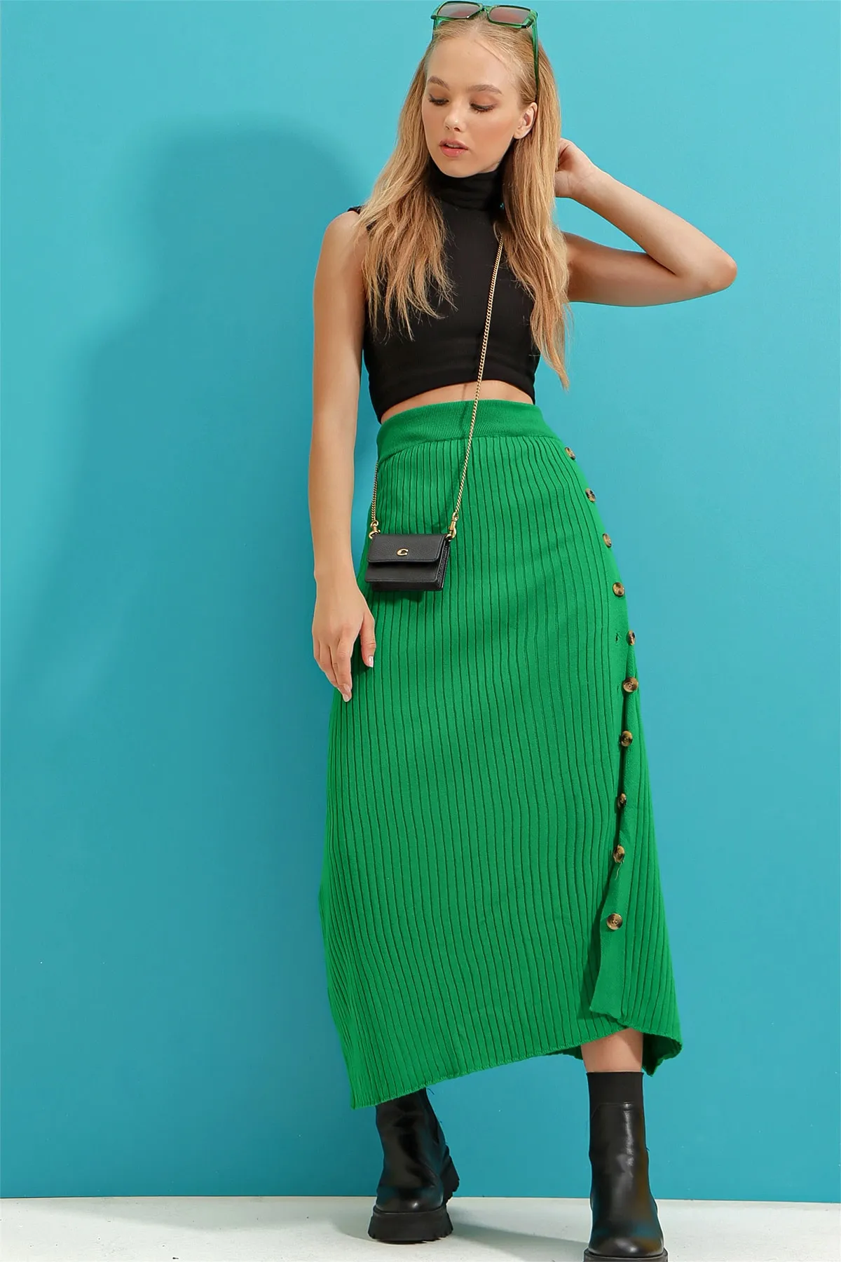 Trend Alaçatı Stili  Rock - Grün - Maxi