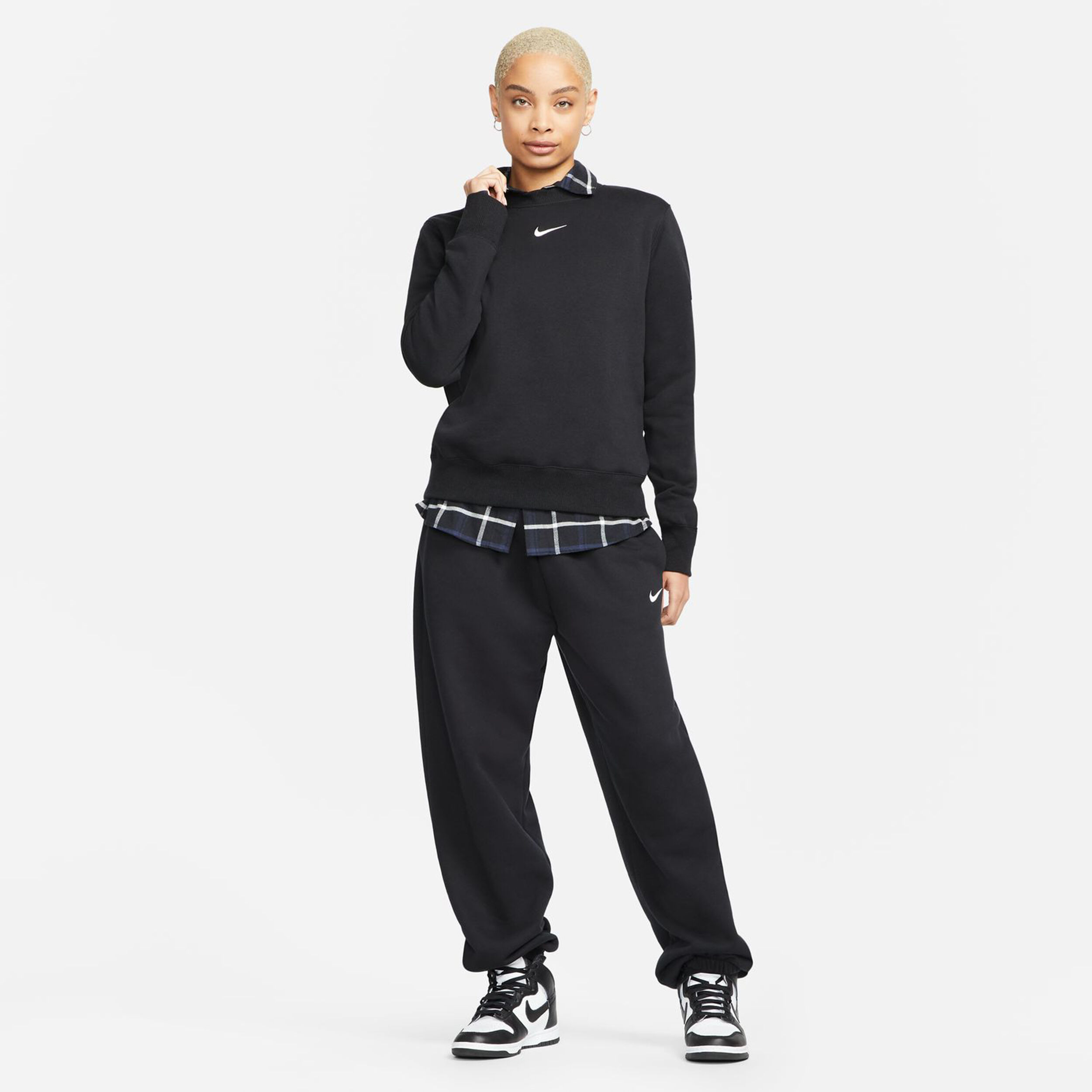 PHNX Fleece STD Crew T-Shirt Damen - Schwarz