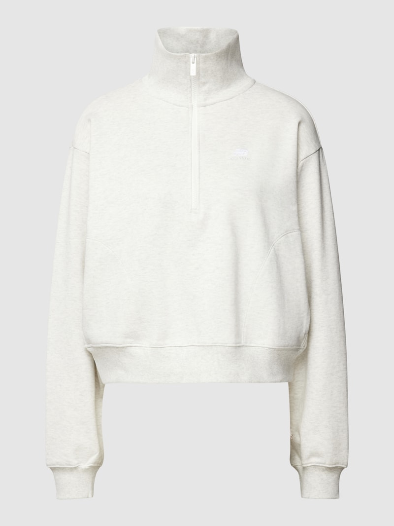 Sweatshirt mit Label-Stitching in mittelgrau meliert