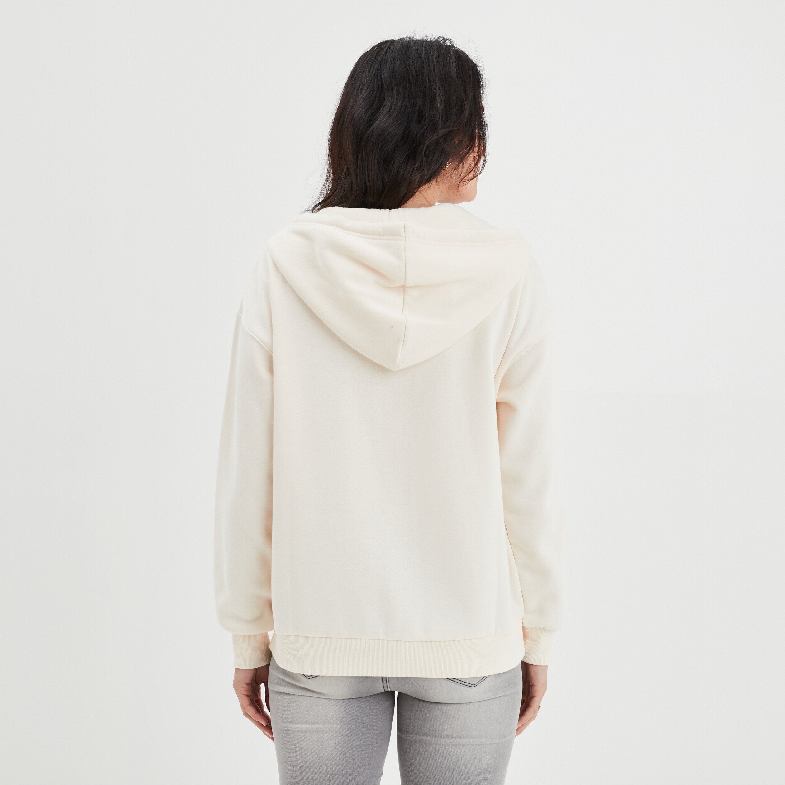 Sweat zippé à capuche beige femme | La Halle