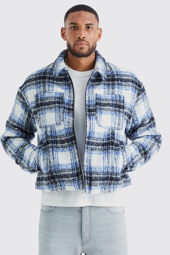 Tall kastige karierte Harrington-Jacke
