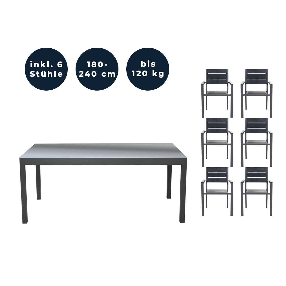 Home Deluxe Sitzgruppe SOL MADERA 6 Stühle