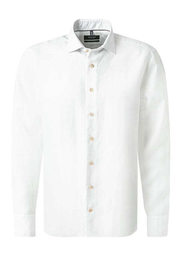 OLYMP Signature, Hemd, Tailored Fit, Reines Leinen, weiß