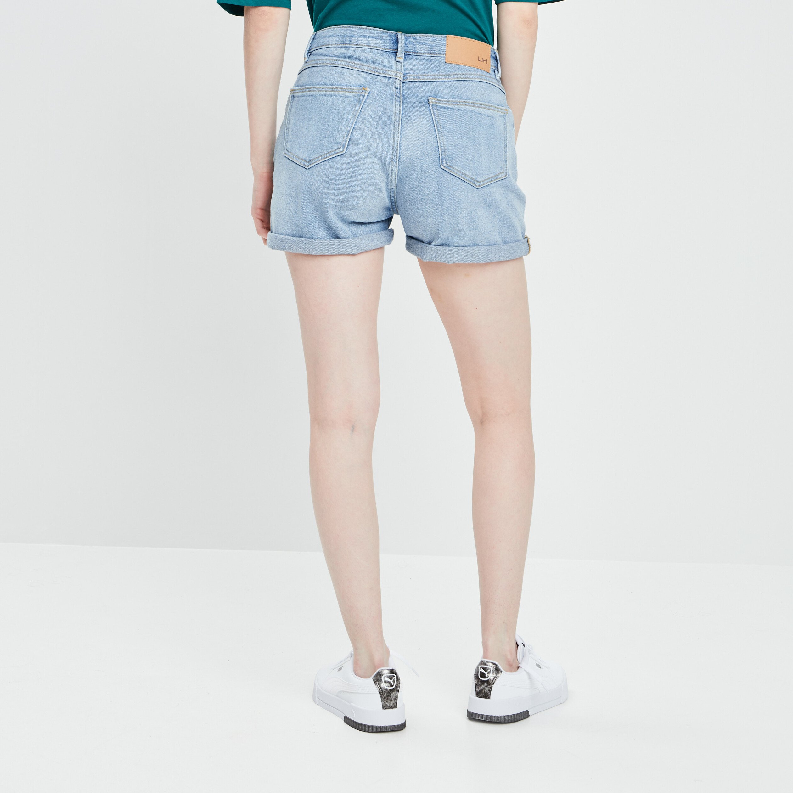 Short mom en jean denim bleach femme | La Halle