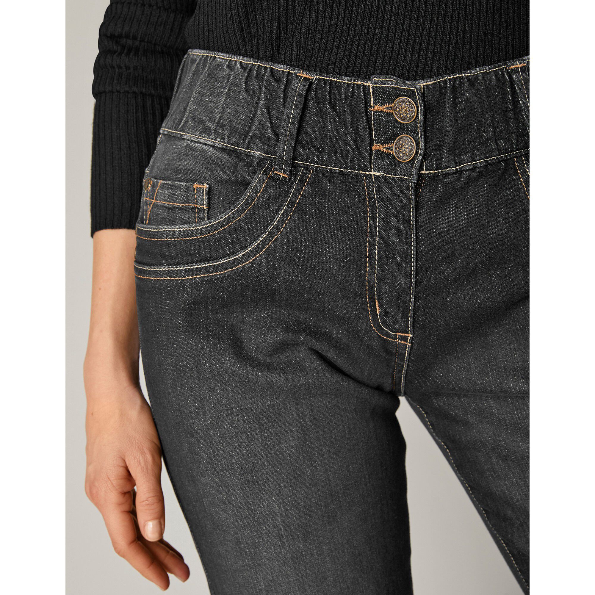 Jean mom taille élastiquée stretch