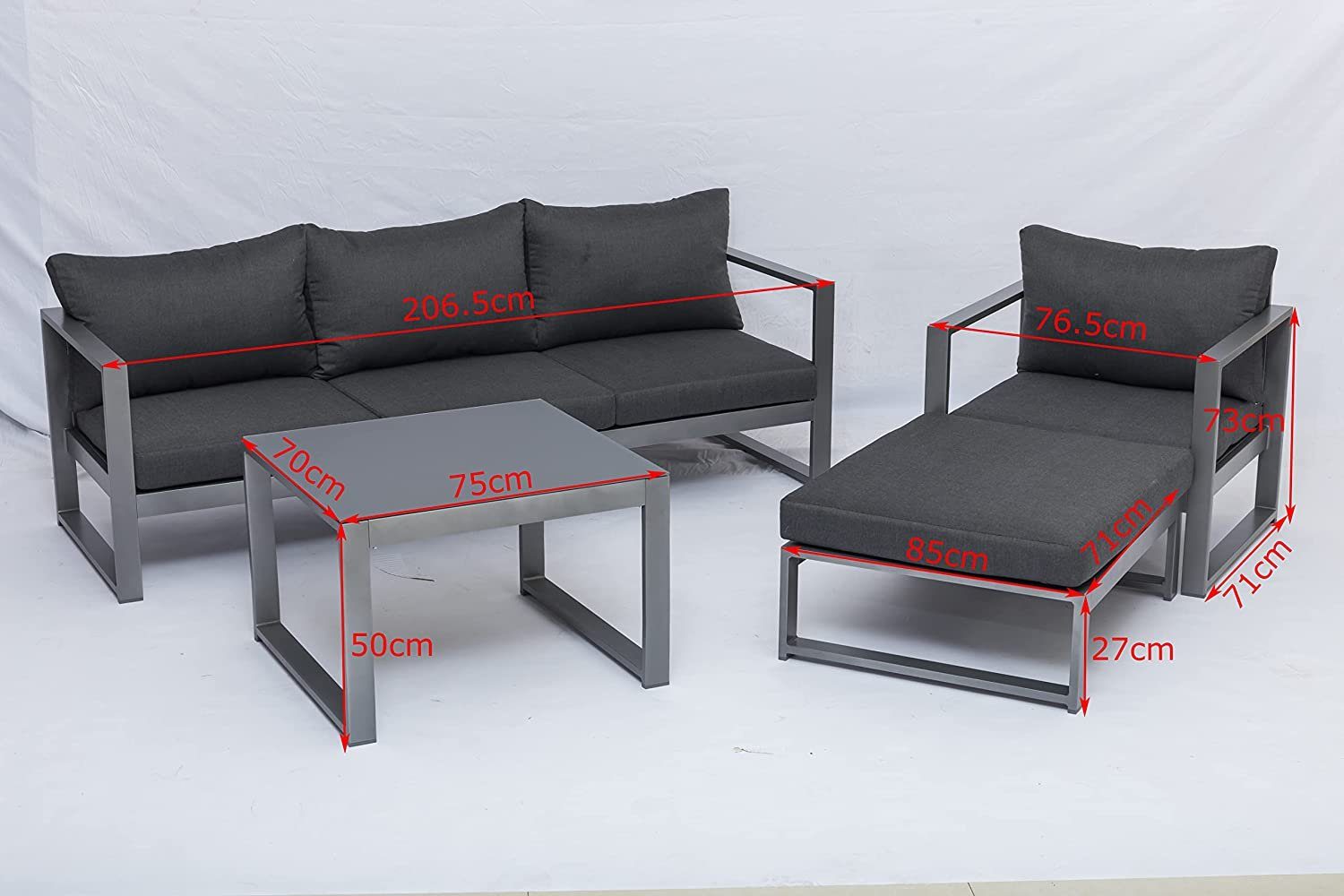 MANDALIKA Garden Gartenlounge-Set Bella anthrazit / Aluminium / Gartenmöbelset / Outdoor / Möbel, UV-beständig