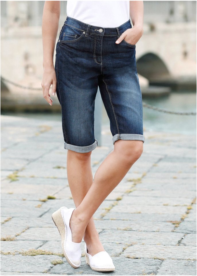 Stretch-Jeans-Bermuda mit Bequembund