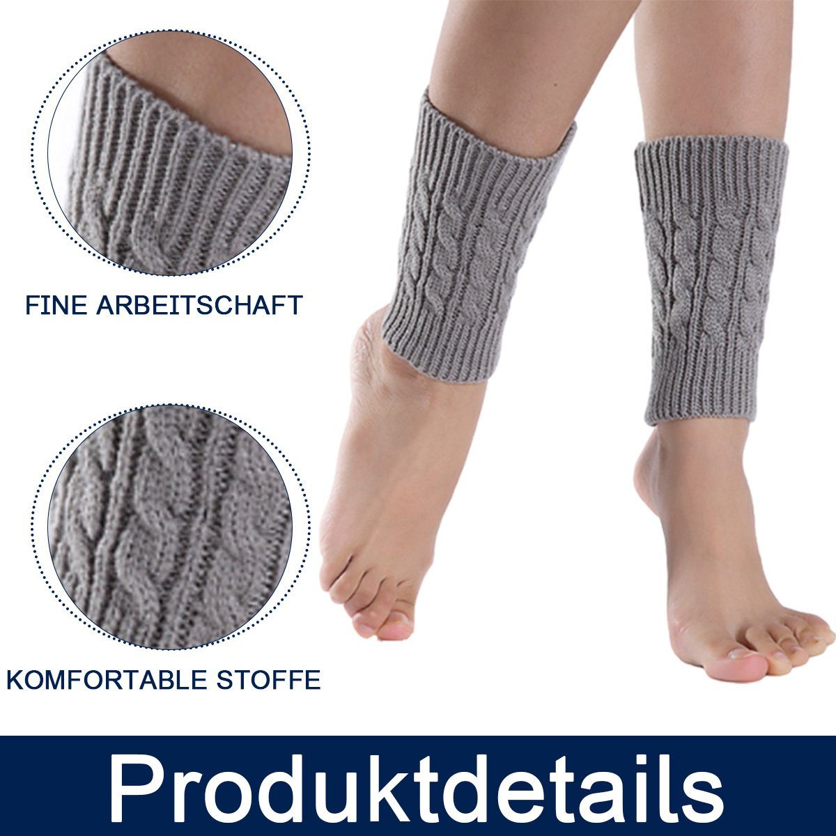 Jormftte Beinstulpen gestrickte Stiefel kurz Winter Beinstulpen Manschetten für Frauen