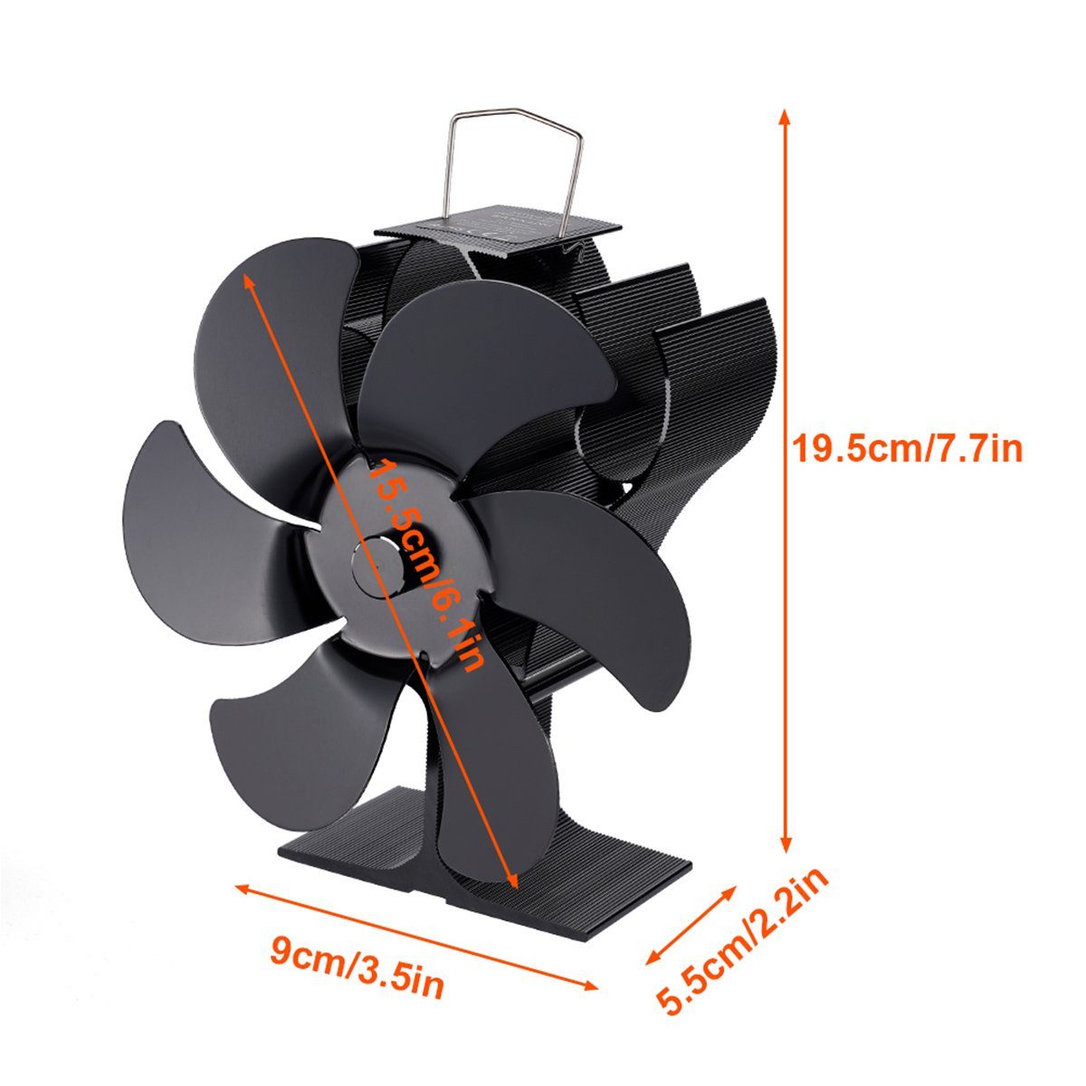 meeteu Kaminventilator 6 Flügel Stromloser Kaminofen Ventilator Stove Fan, Ofenventilator Kaminofen Gebläse Lüfter Holzofen