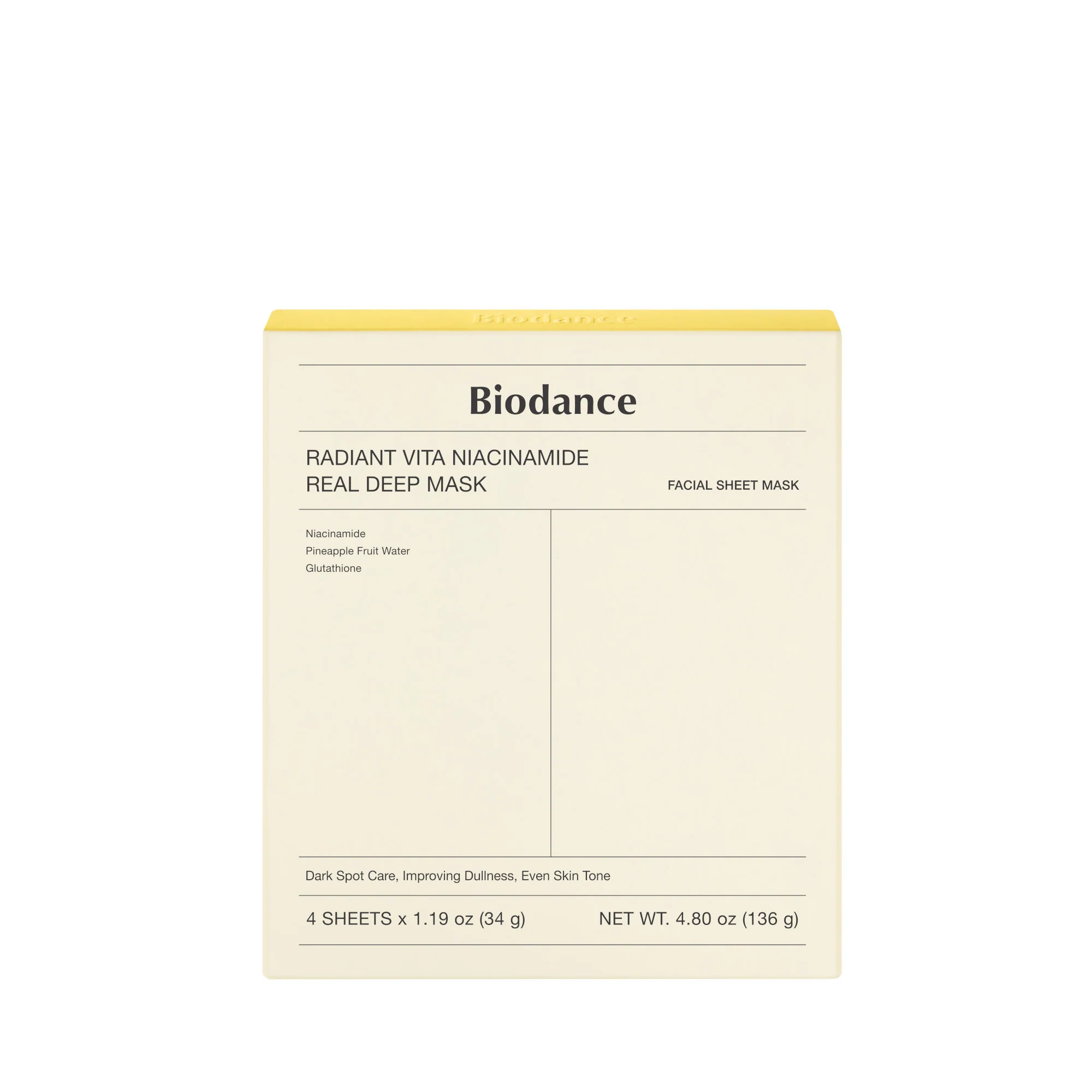 Mask Radiant Vita Niacinamide Real Deep Mask - Aufhellende Gesichtsmaske