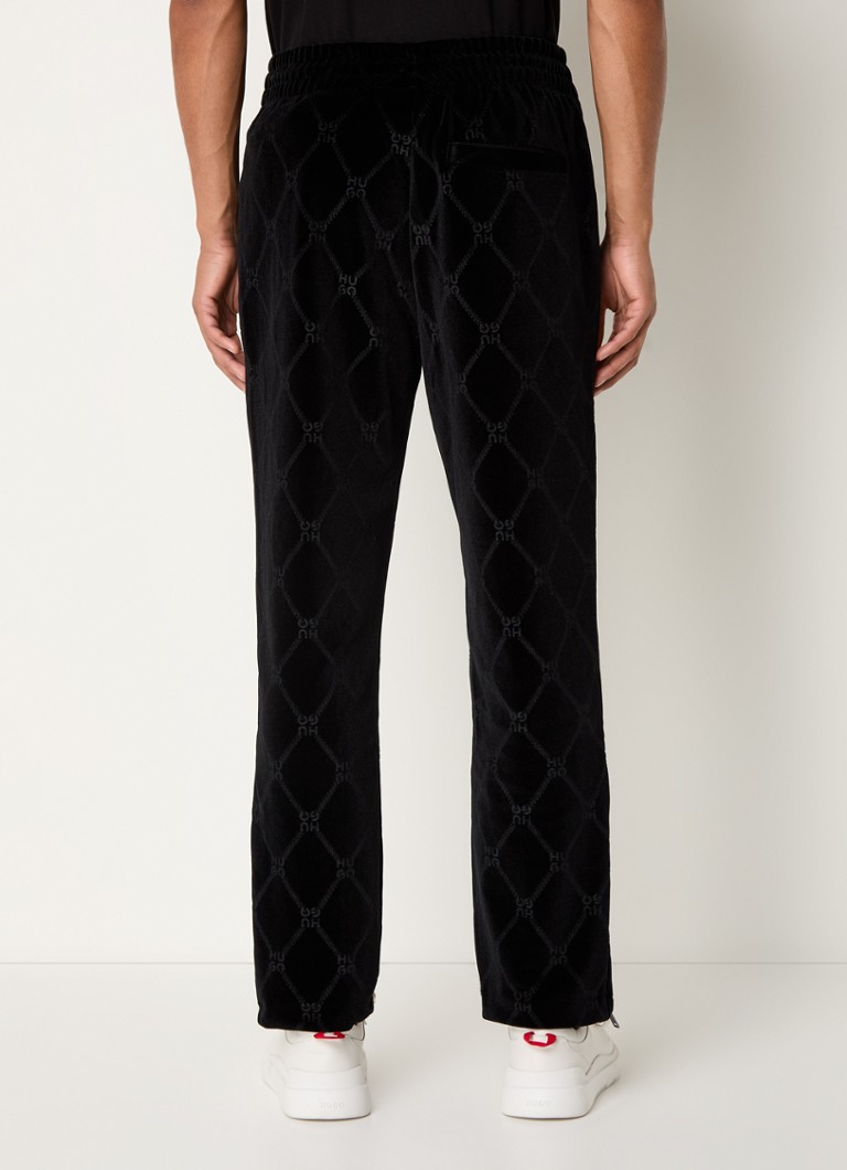 HUGO BOSS Dislaco calça de treino de ajuste reto van fluweel com logoprint