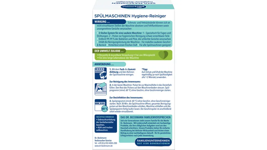 Dr.Beckmann Spülmaschinen Hygiene-Reiniger 75 g