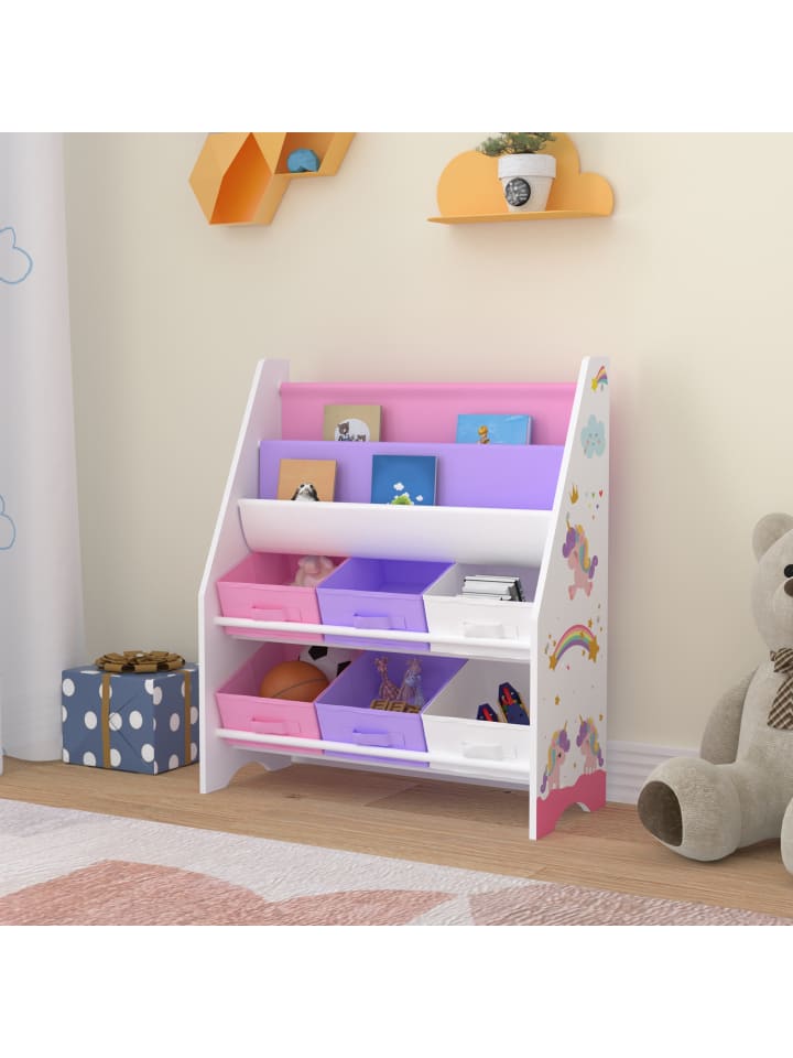 en.casa Kinderregal Ponteceso in Lila Rosa (H)74cm (B)62cm (T)26.5cm günstig kaufen onesize
