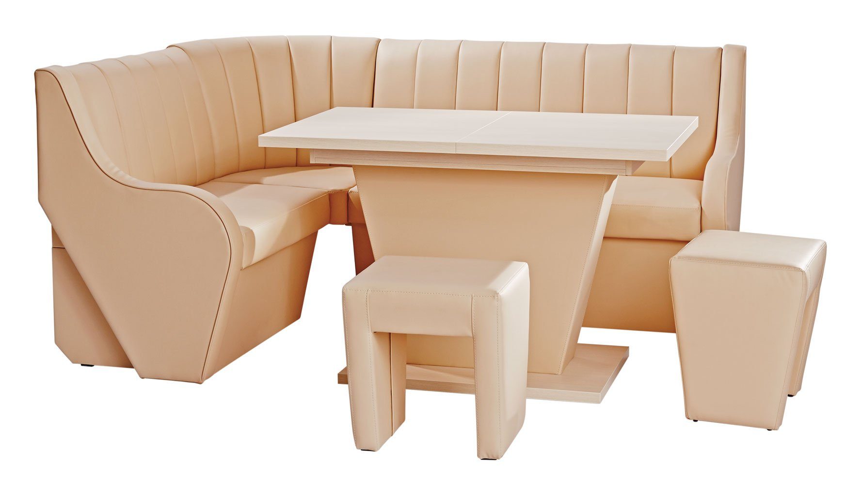 Rodnik Eckbankgruppe Arizona, (Set, 4-tlg., 1x Eckbank, 1x Esstisch ausziehbar, 2x Hocker), Kunstleder