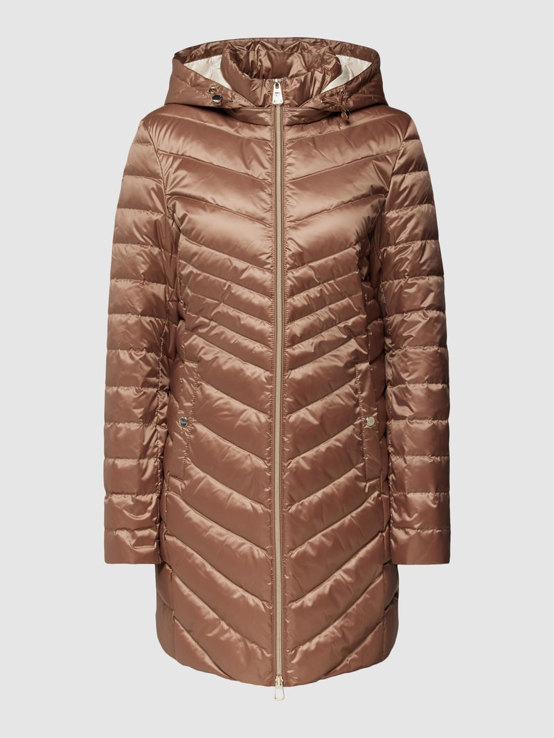 Daunenjacke mit Kapuze in hellbraun
