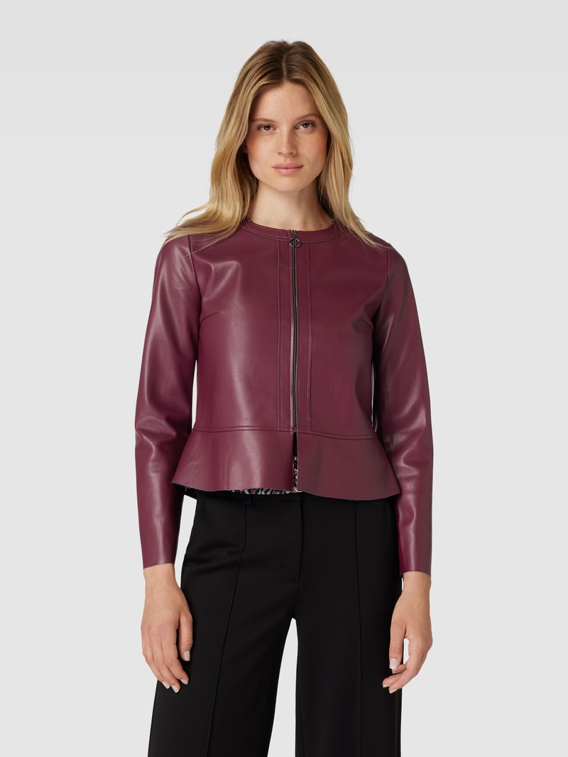 Jacke in Leder-Optik in bordeaux rot