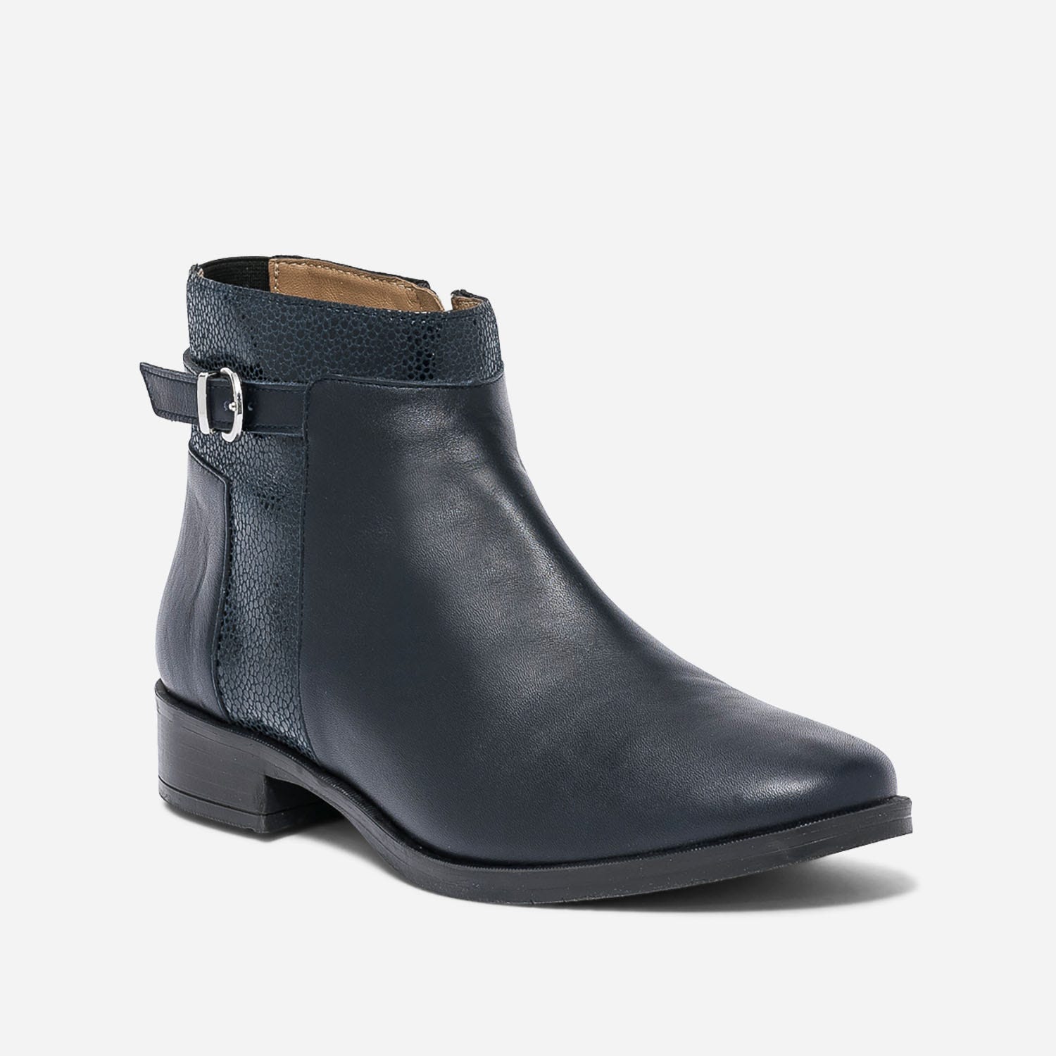 Boots ERAM FLEX bleue en cuir avec effet galuchat