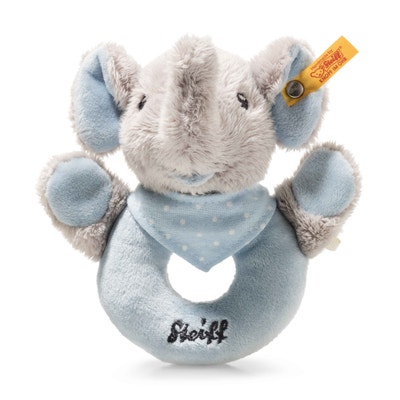 Trampili Elefant Greifling mit Rassel, 13 cm, hellgrau
