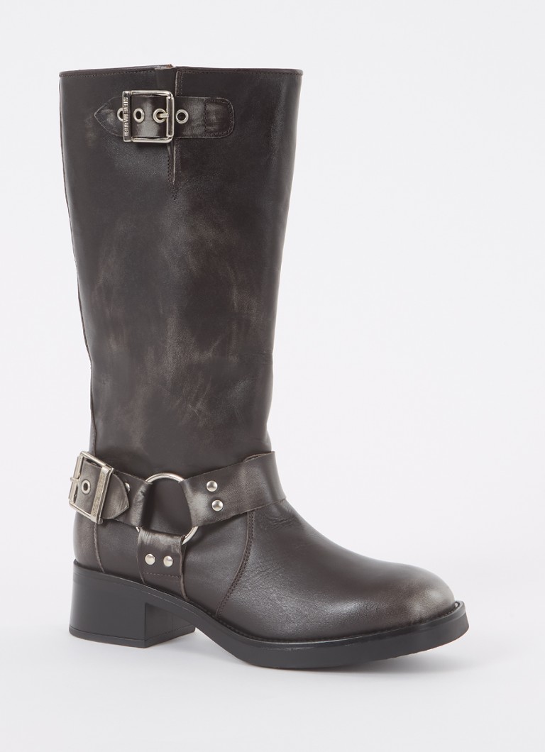 Ghete biker Steve Madden Beau din piele cu detalii cu cataramă