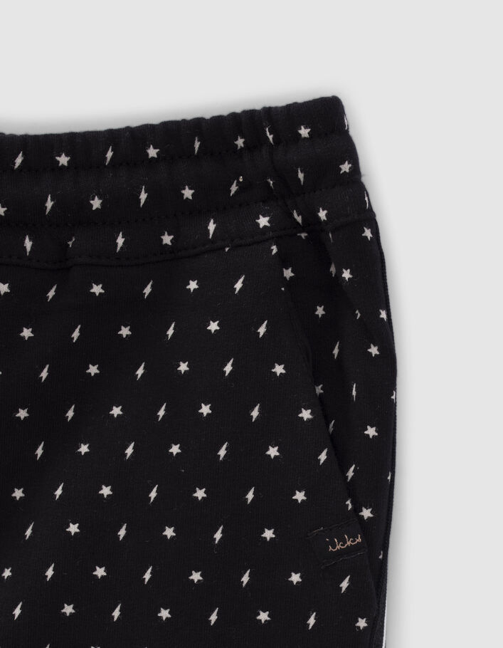 Jogging noir imprimé étoiles éclairs fille